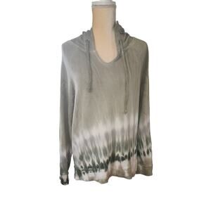 zoe + Phoebe Green Tie Dye Hooded Long Sleeve Pullover Size